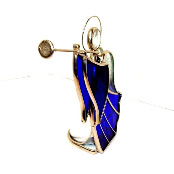 A Pair of Stained Glass Tea Light Trumpeting Angels - Picture 8 of 11